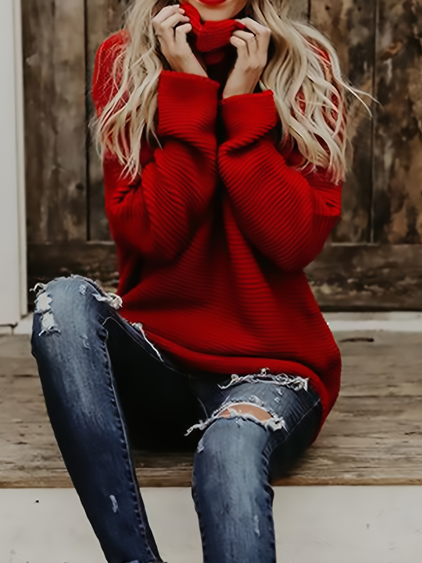 Comprar Otoño e Invierno Suéter de Mujer Color Sólido Cuello Alto
