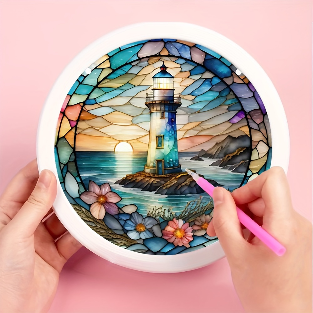 Stained Glass Lighthouse Diamond Painting Kits for Adults 5D