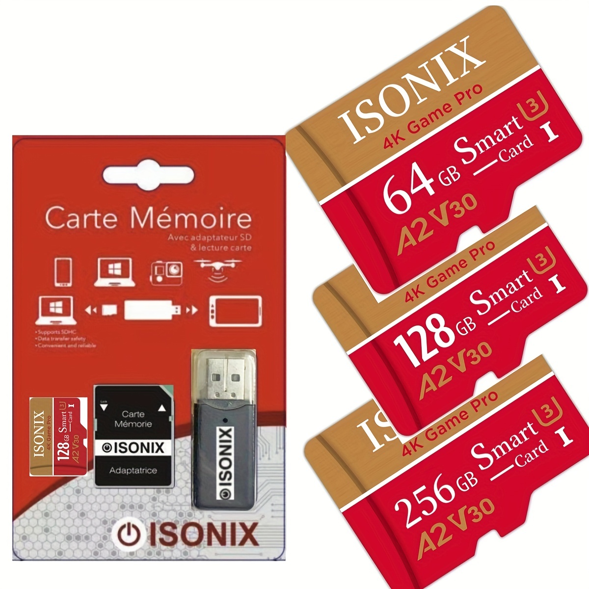 ISONIX Carte Mémoire Micro-sd 32 go Micro SDHC/SDXC + Adaptateur