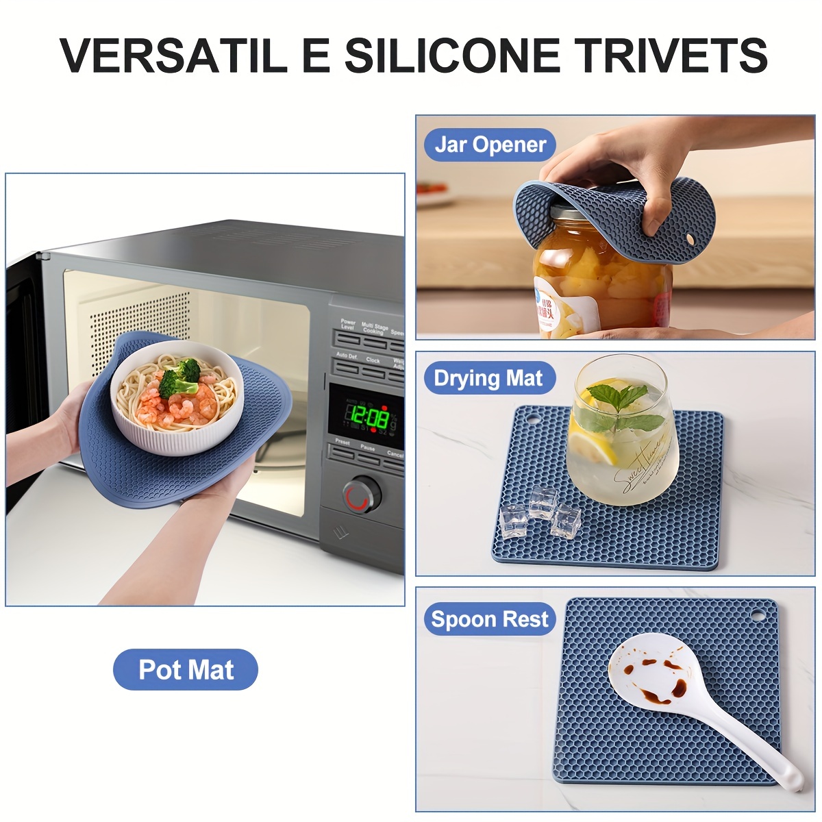 Silicone Trivet Mats, Heat Resistant Pot Holders, Multipurpose Non-slip Hot  Pads For Hot Dishes, Food Grade Silicone Mats - Temu