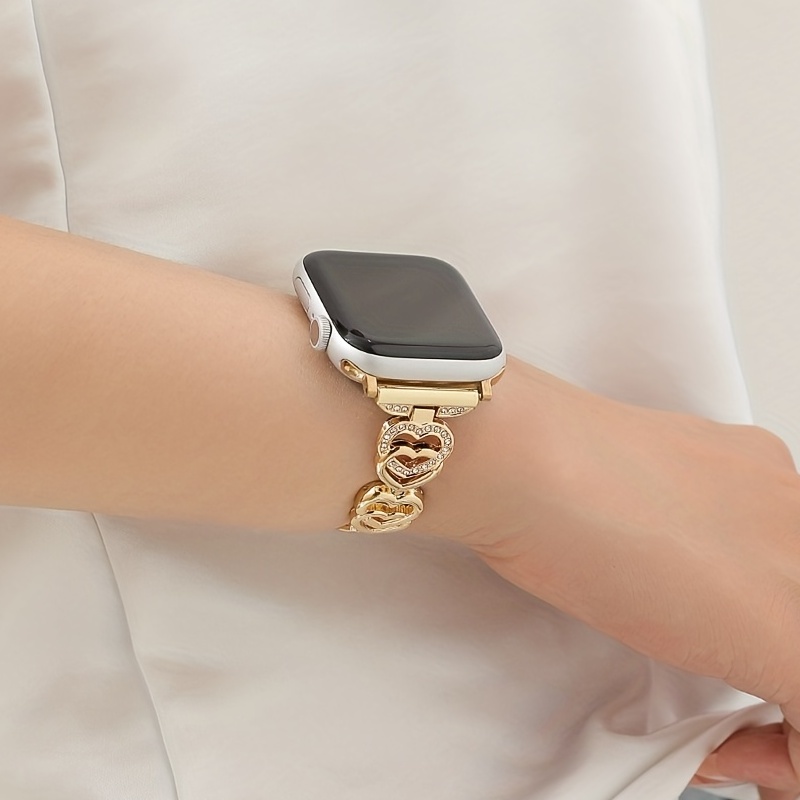 A Golden Double Heart-shaped -style Wristband Bracelet, Suitable