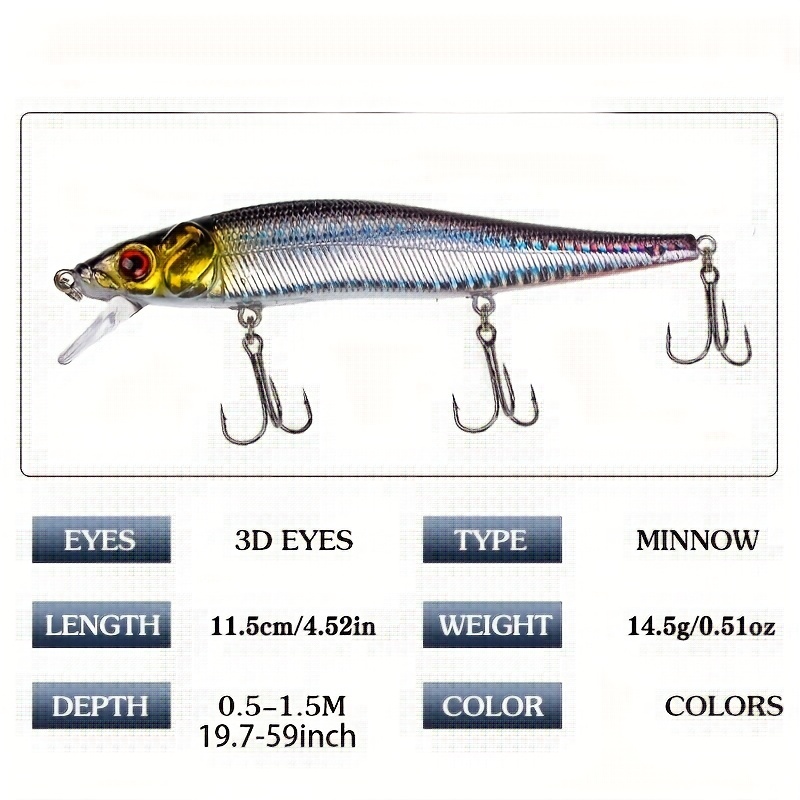 1pcs Plastic Hard Fishing Lures Floating Minnow Wobblers 10cm 11.5