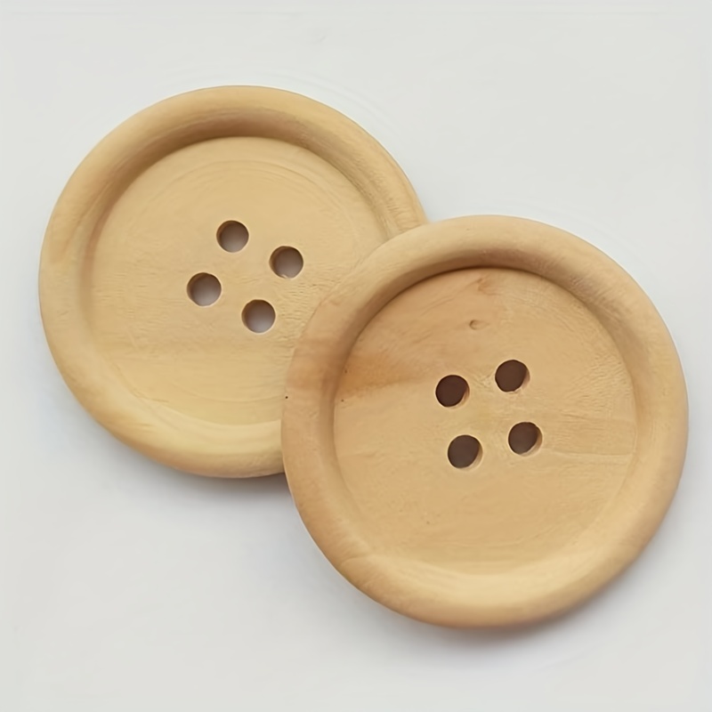50 Botones de madera natural de 4 agujeros (15 mm) - Madera de
