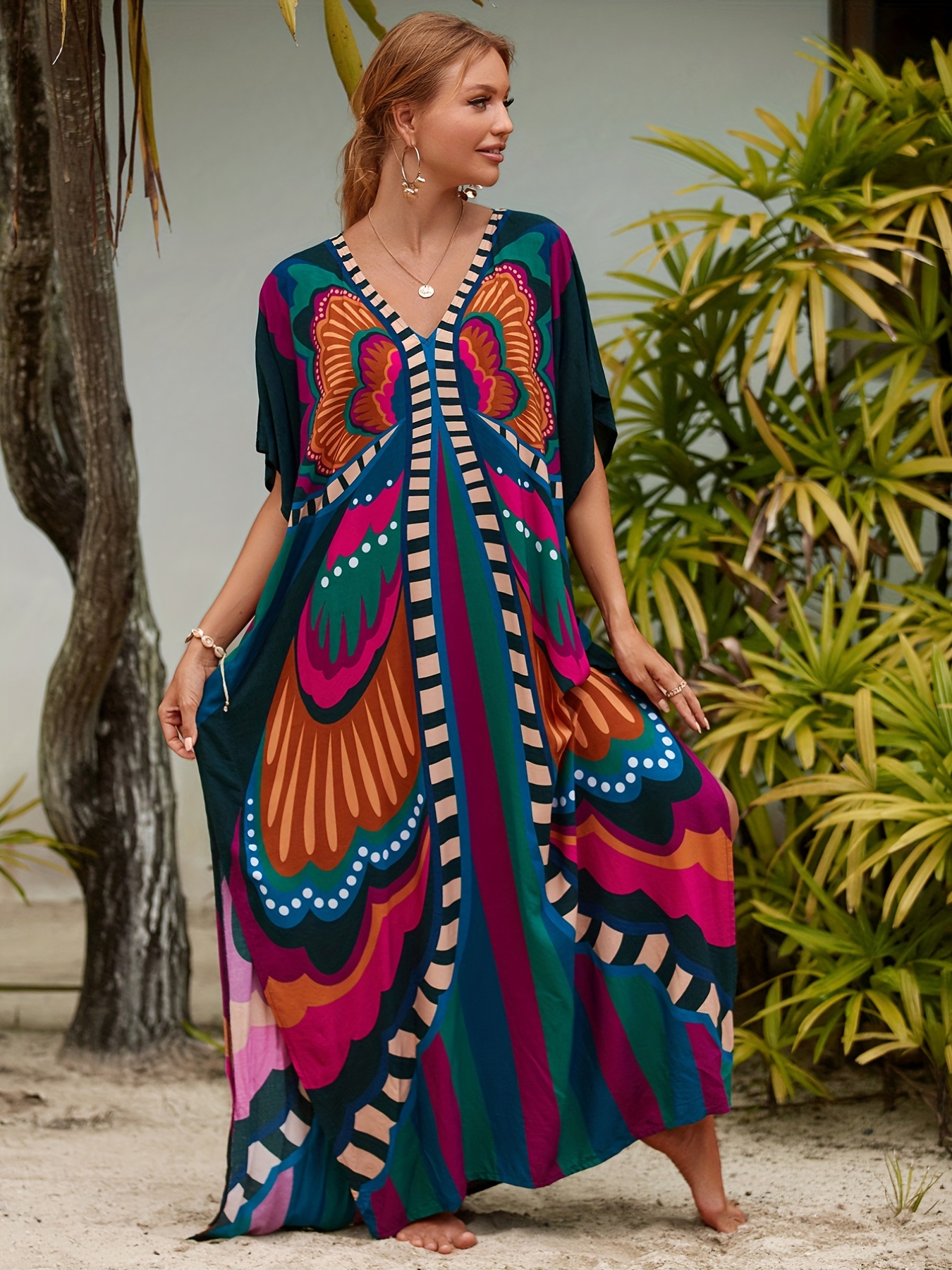 Plus Size Boho Cover Up Dress - Butterfly Print - Shop Our Store