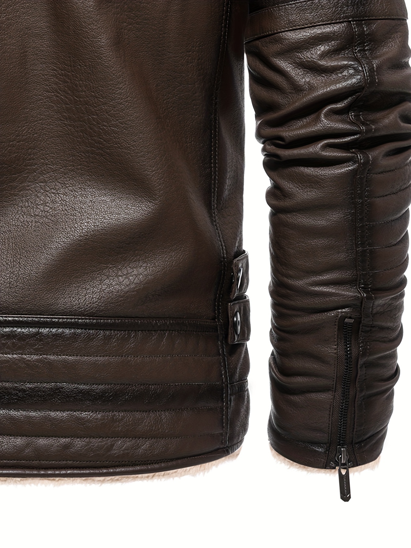mens autumn winter jacket with sheepskin lining vintage style zipper closure pockets casual motorcycle gear long sleeve casual wear jacket vintage style jacket zippered jacket coffee 5
