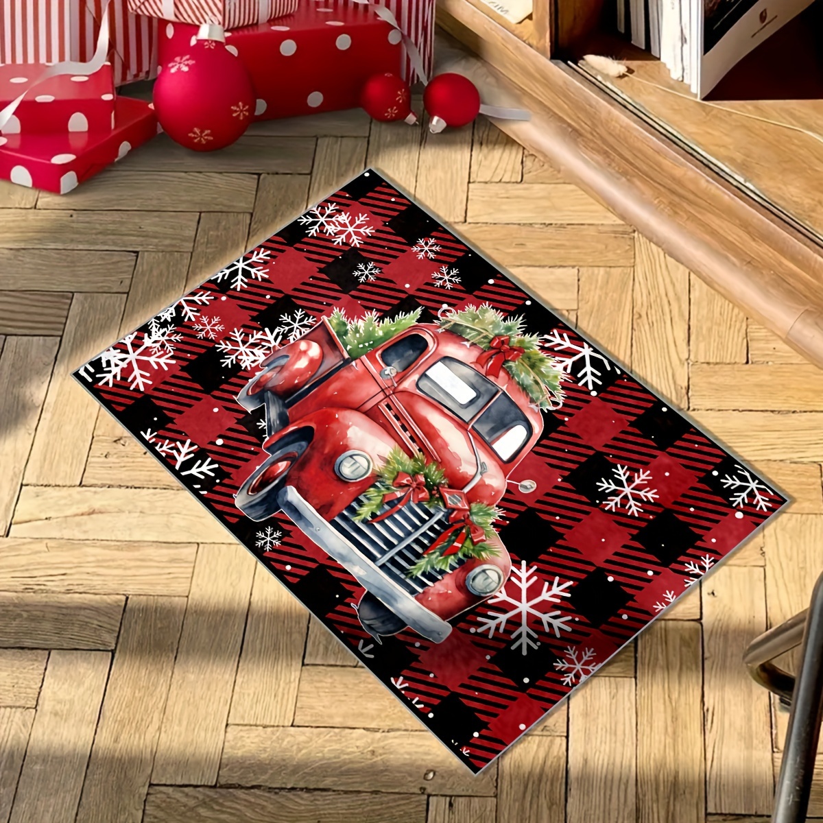 Christmas Doormat Winter Home Door Decor Truck Gnomes - Temu