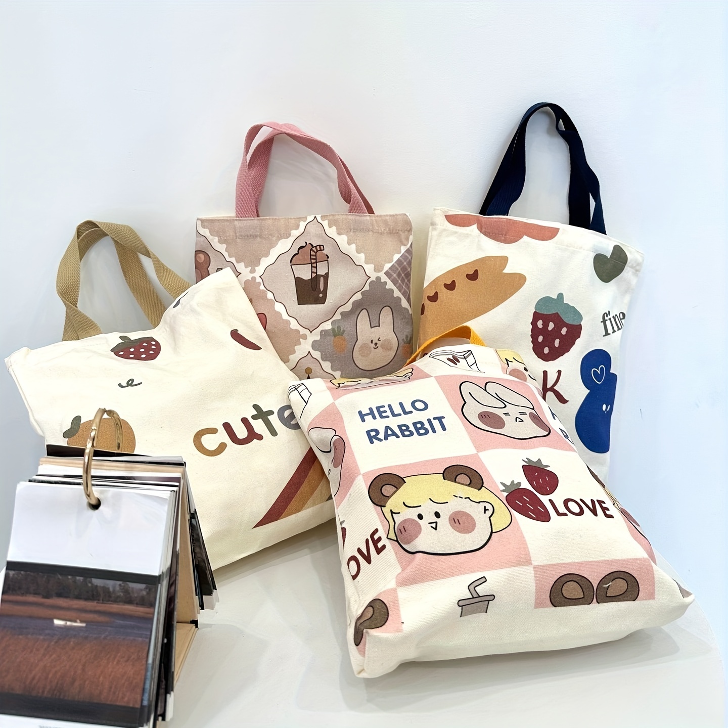 Cartoon Pig Pattern Tote Bag, Canvas Large Capacity Shoulder Bag, Casual  Hand Bookbag For School