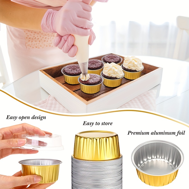 Disposable Lamikins Aluminum Foil Baking Cup With Lid Mini - Temu