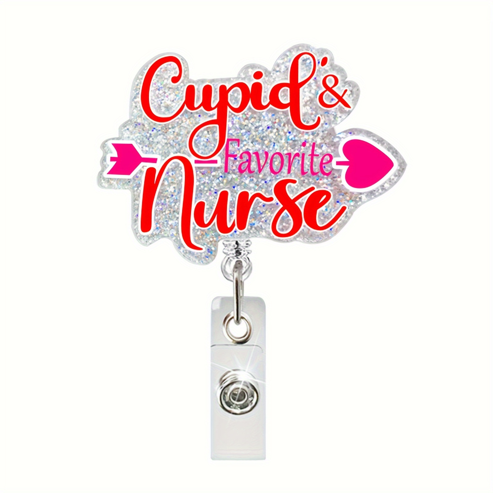 Mr. Heart Badge Reel Valentine's Day ID Holder Red Male Nurse Name