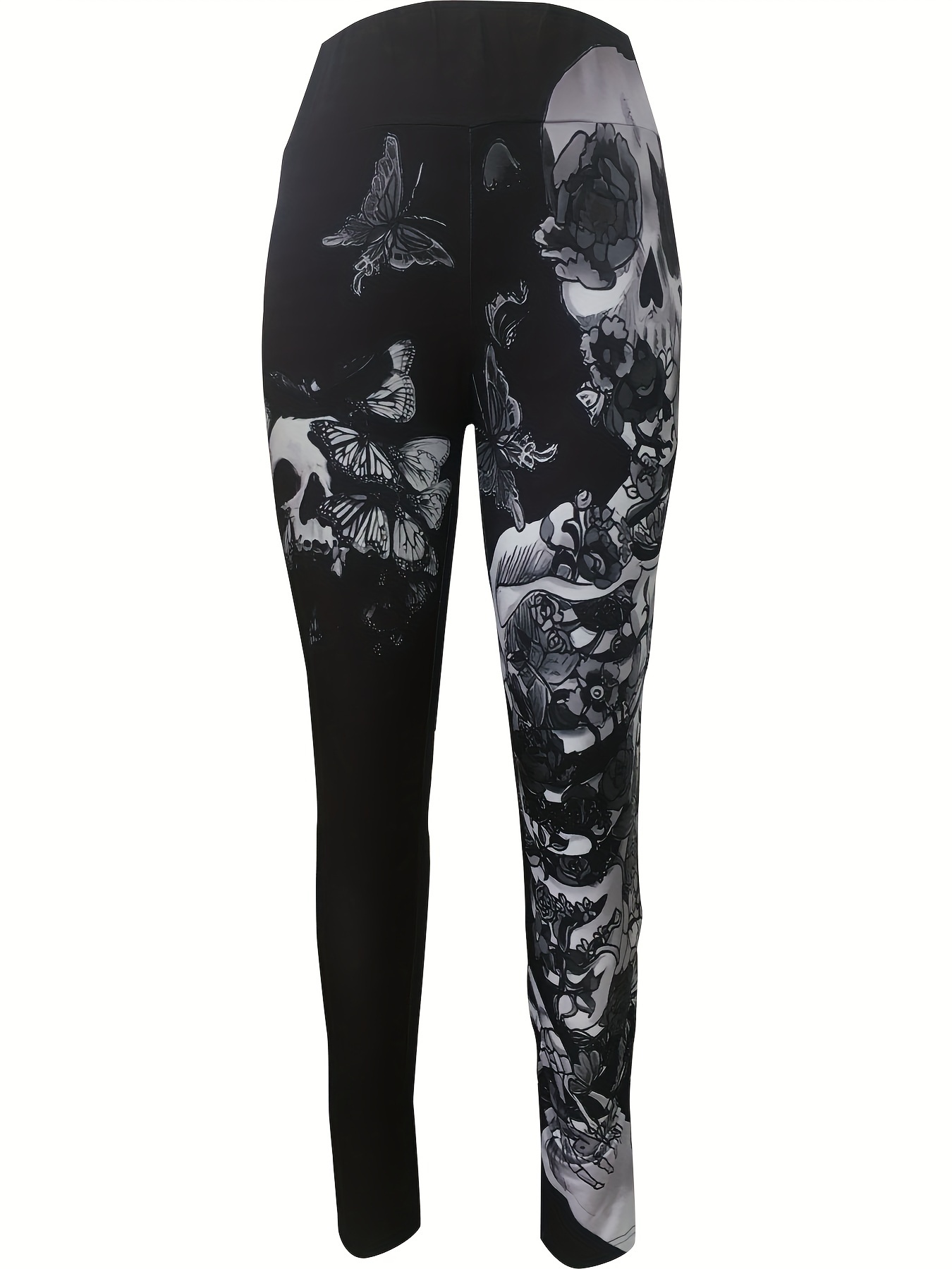 Butterfly Print Skinny Leggings Casual Elastic Waist - Temu Canada