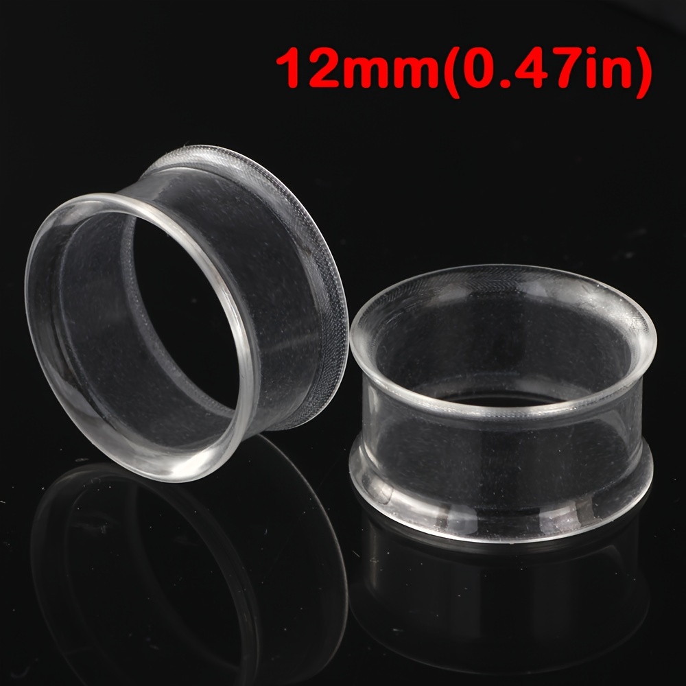 TEMU 2 Stück Weiß Schwarz Transparent Acryl Ohr Tunnel Plug Ohr Gauges Piercing Doppel Kurvige Sattel Expander Stretcher Körperschmuck