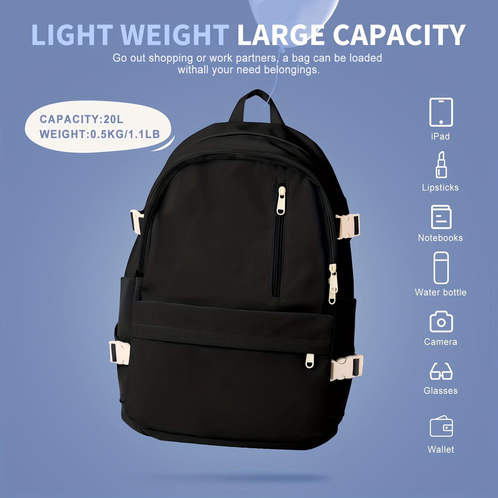 Lightweight School Bag College Laptop Backpack for Men Women