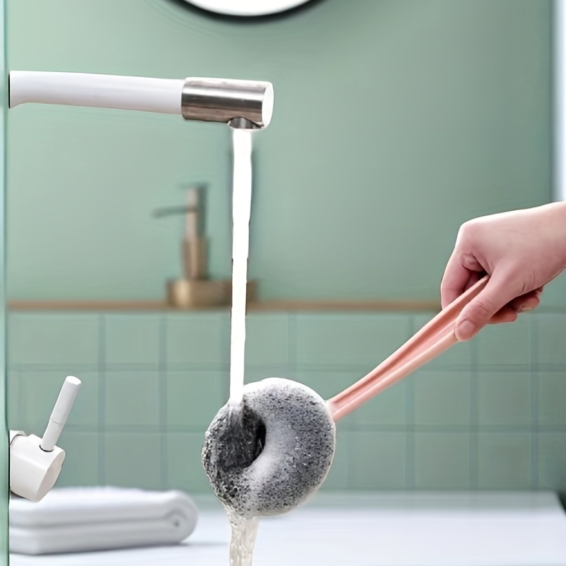 Stainless Steel Sponge w/ Handle Scouring Pad Kitchen Cleaning Brush  Scrubber