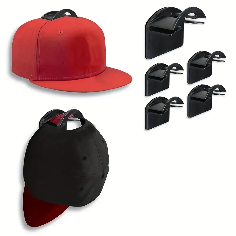 Black Adhesive Hat Hooks Wall Baseball Hangers Rack - Temu