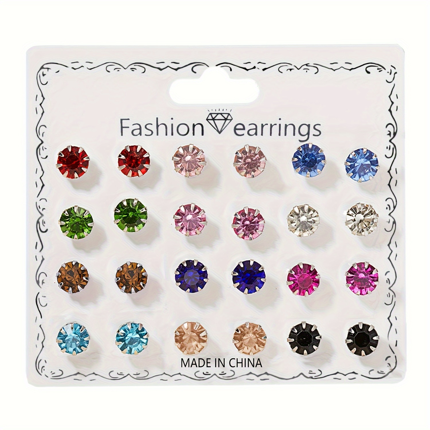 

Un grand ensemble de 12 paires de boucles d'oreilles rondes multicolores