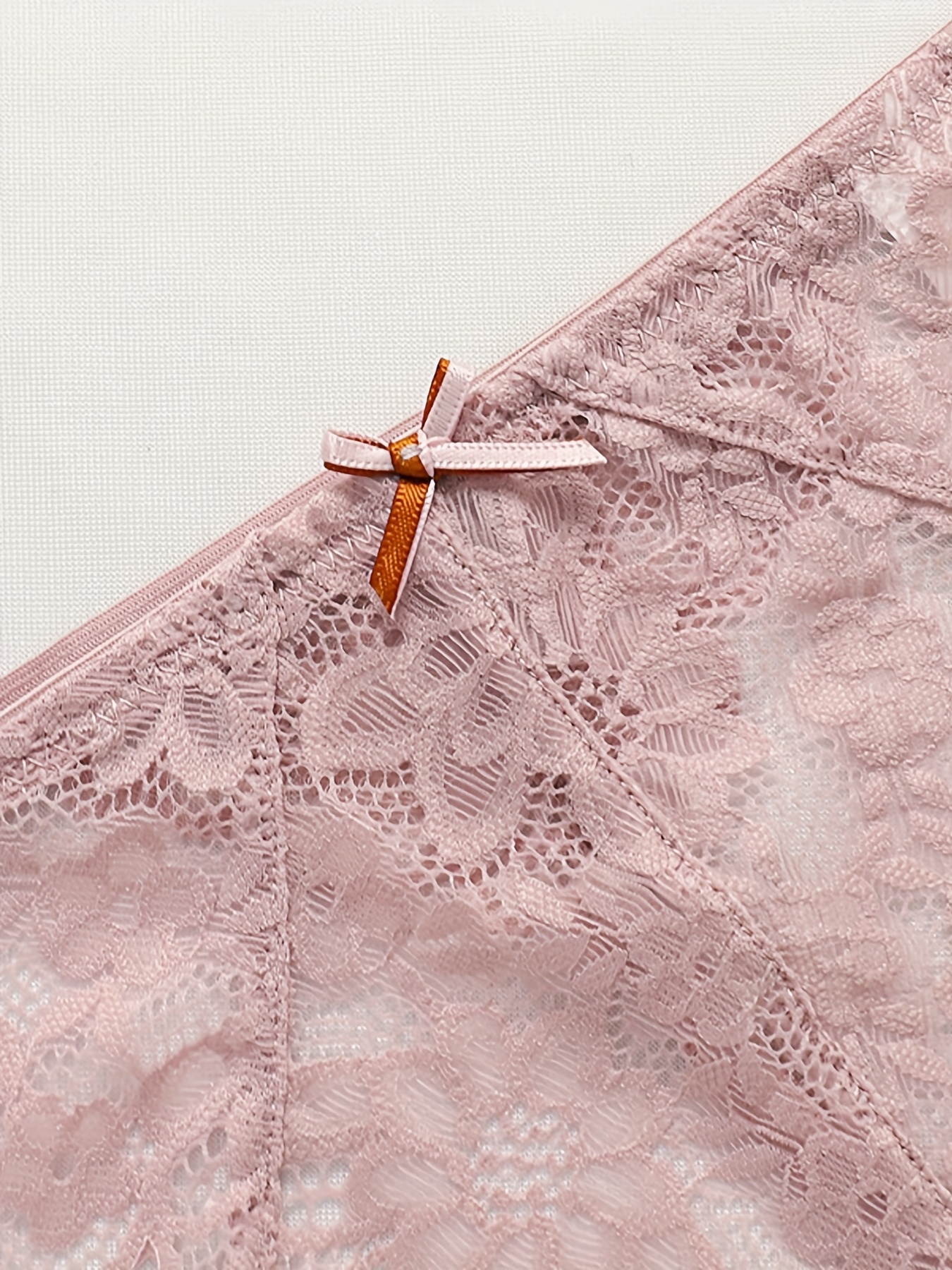 5pcs Contrast Lace Thongs, Breathable & Comfy Bow Tie Intimates Panties,  Women's Lingerie & Underwear