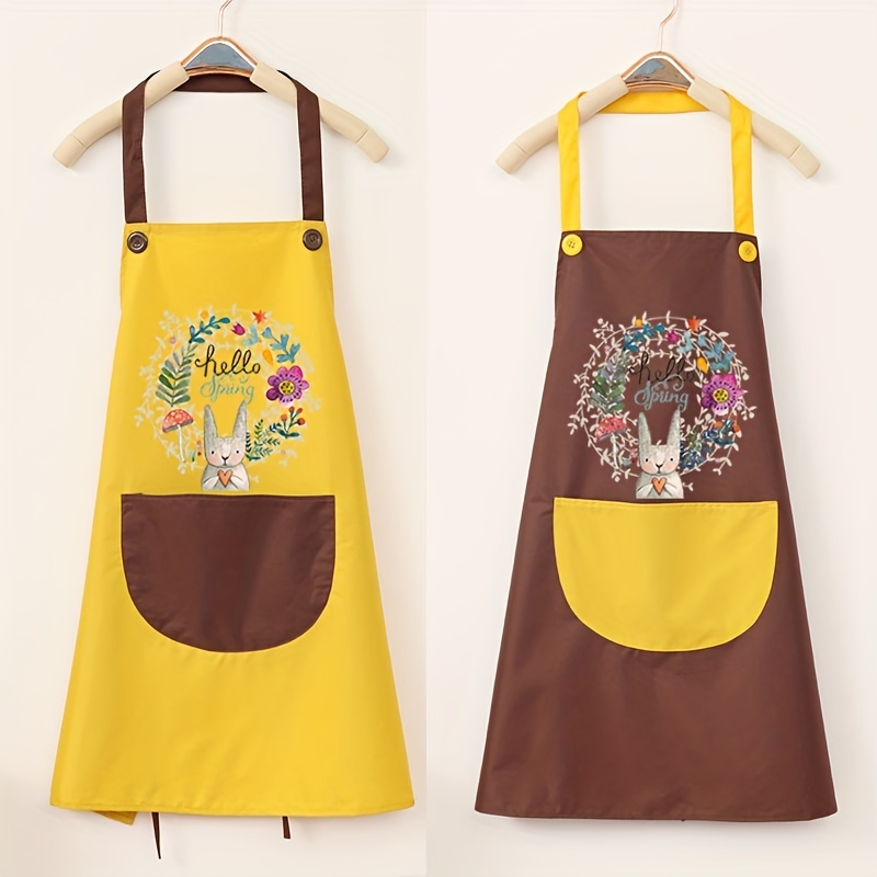 Polyester Apron Cute Flower Kitchen Household Oil proof - Temu