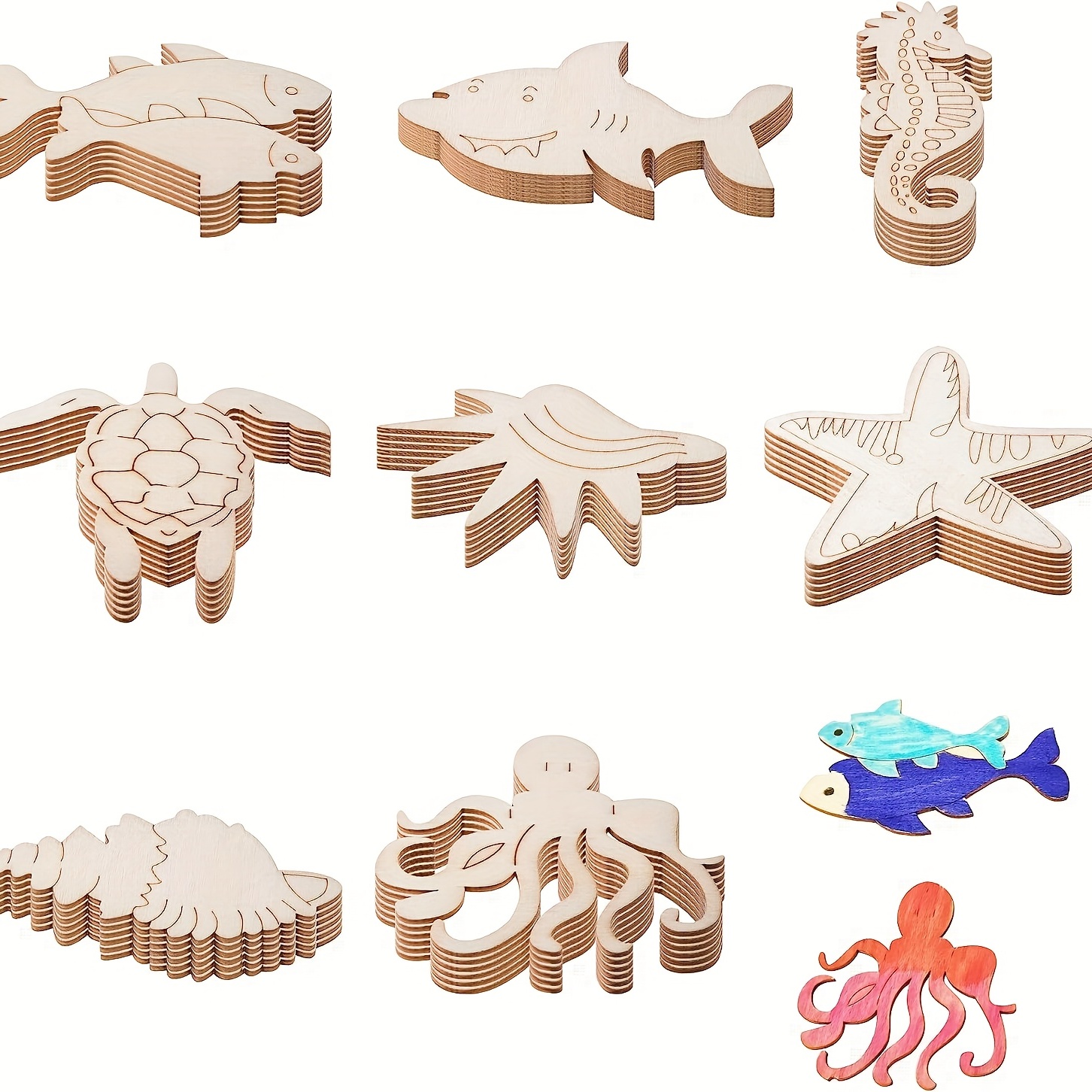 Wooden Tags Wooden Crafts Ocean Decorations Fish Cutouts - Temu