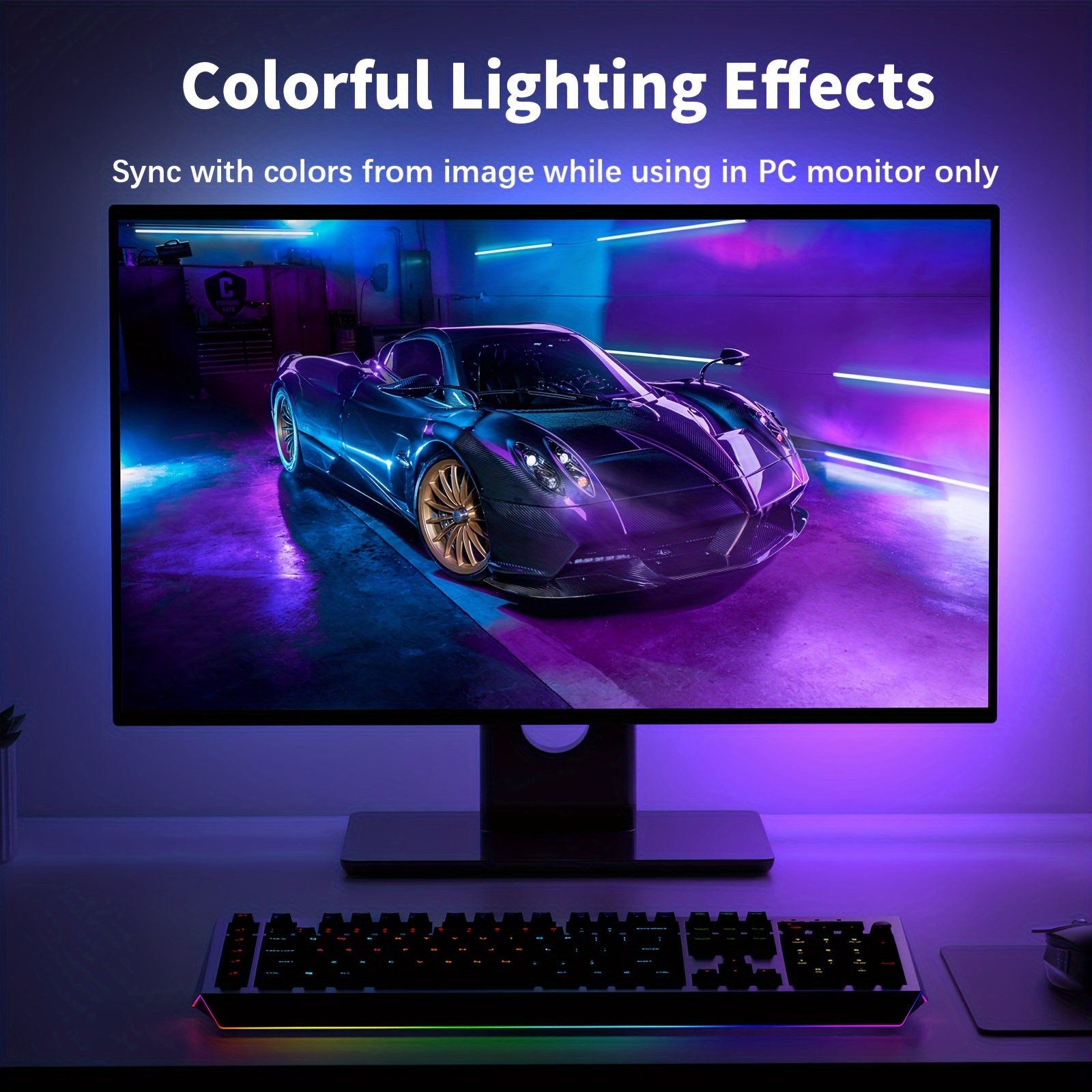 Led Strip Lights Displays Sync Screen Colors Immersive - Temu