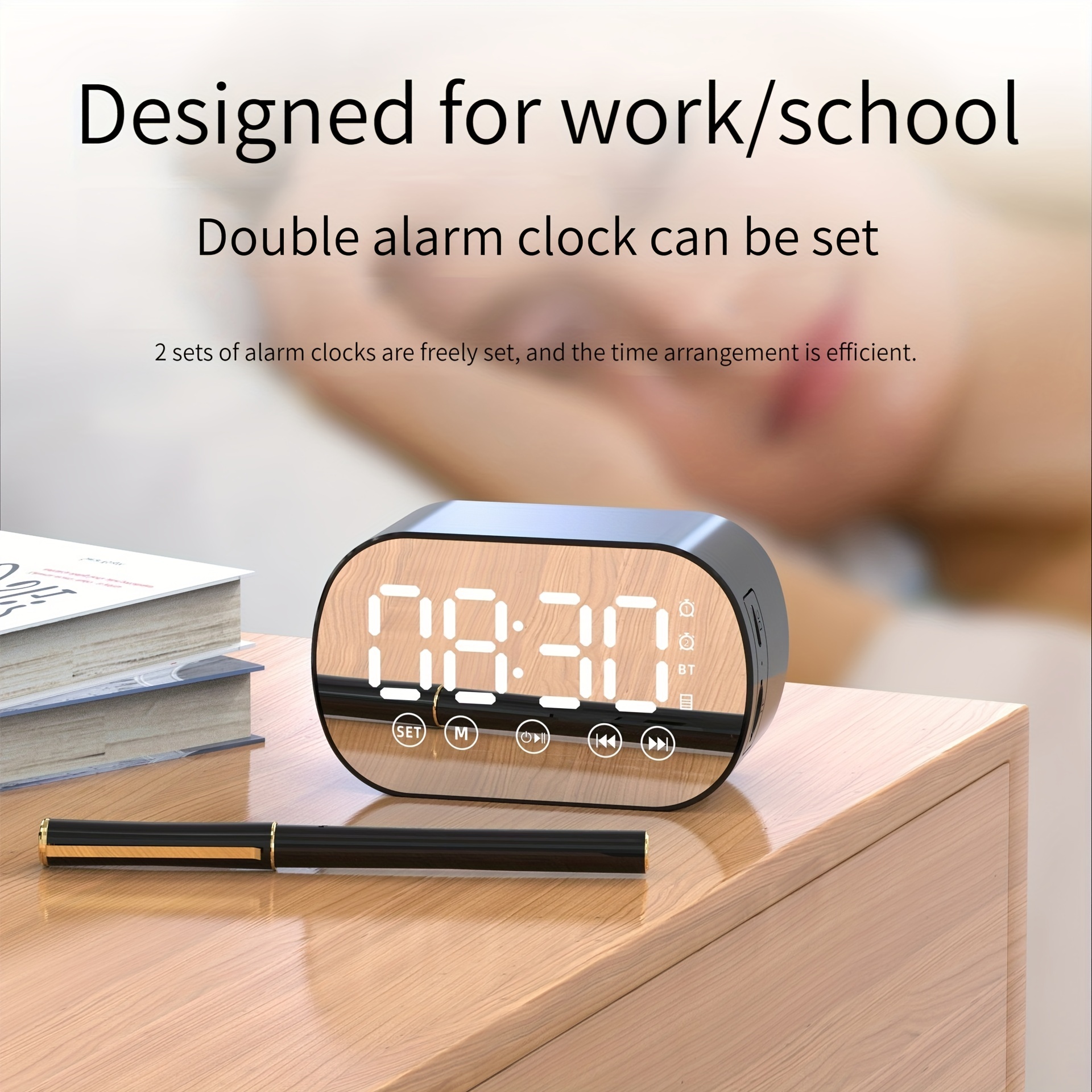 Altavoz alarma dual reloj despertador digital bluetooth pantalla