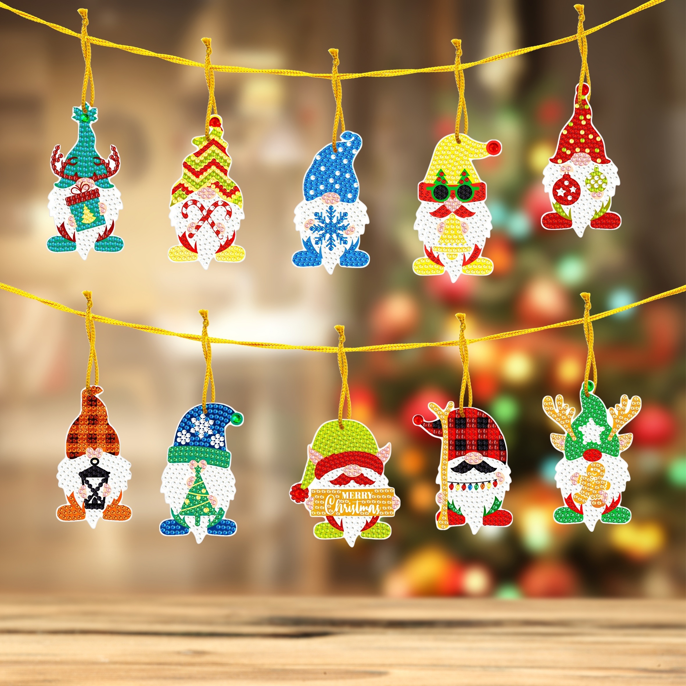24 Pcs Easter Day Diamond Painting Keychain Easter Gnome Diamond Painting  Easter Day DIY Diamond Ornament Easter Day Diamond Art Ornaments 5D Happy