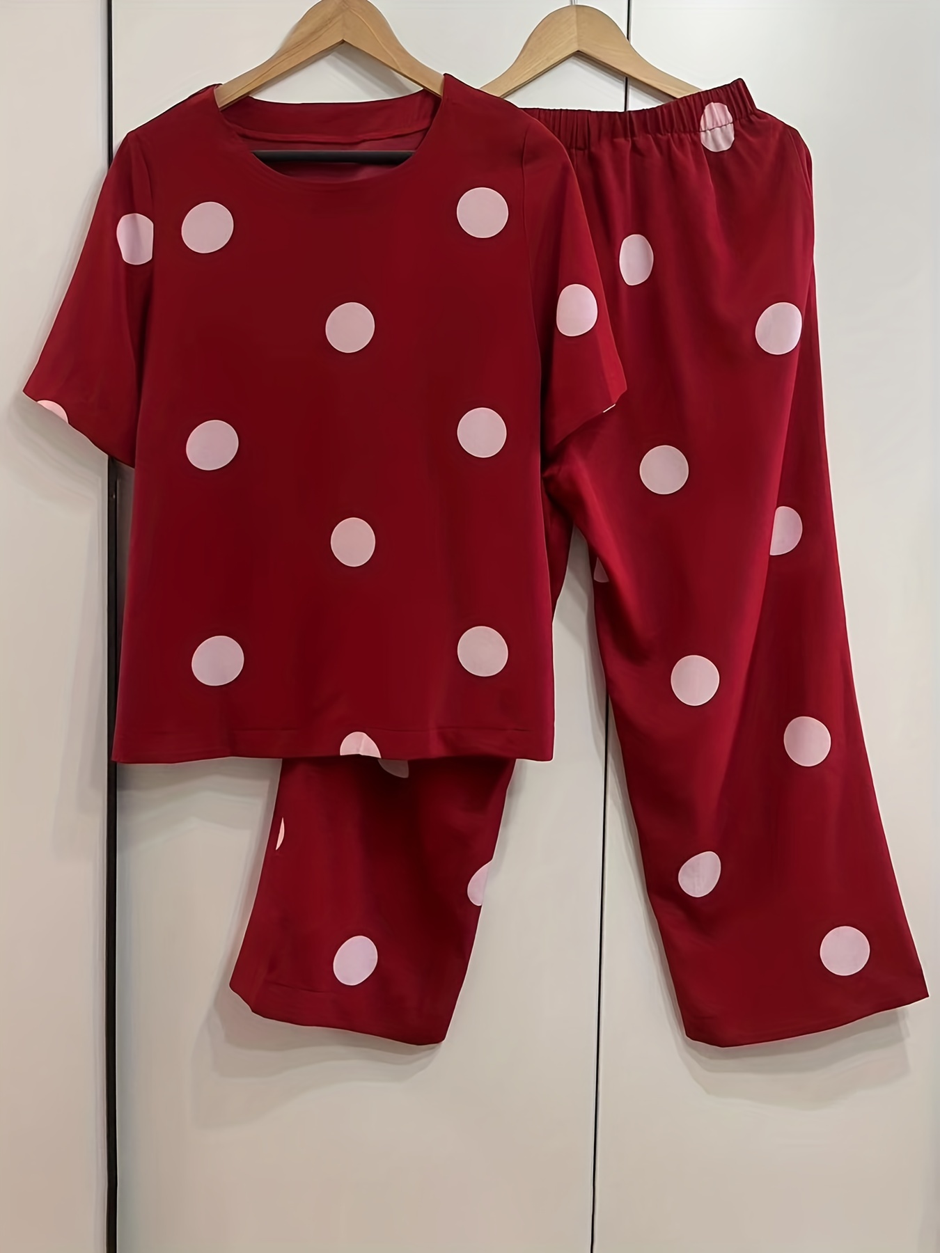 Polka Dot Two Piece Set Half Sleeve T-shirt & Pants