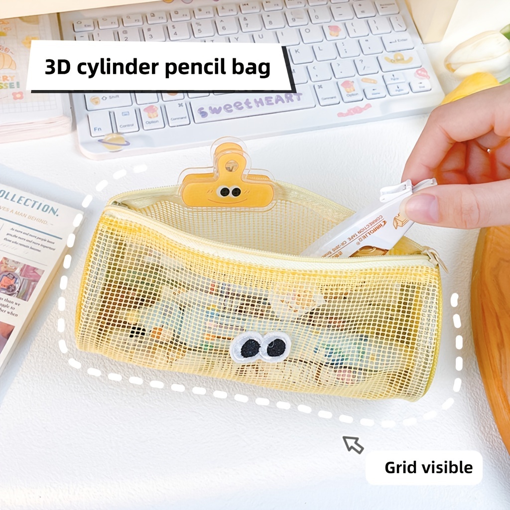 Large Transparent Pencil Case Pen Pouch Visible Mesh Pencil Bags