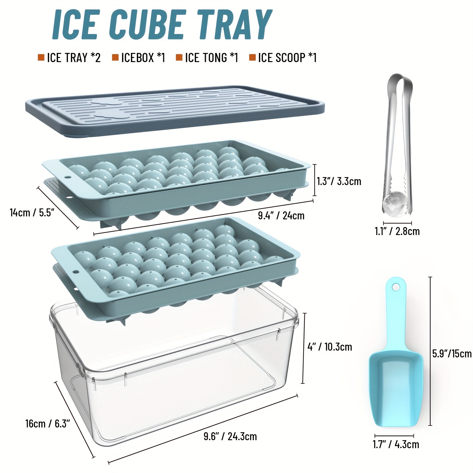 Round Ice Cube Trays, Ice Ball Maker Mold With Lid & Bin,mini Ice