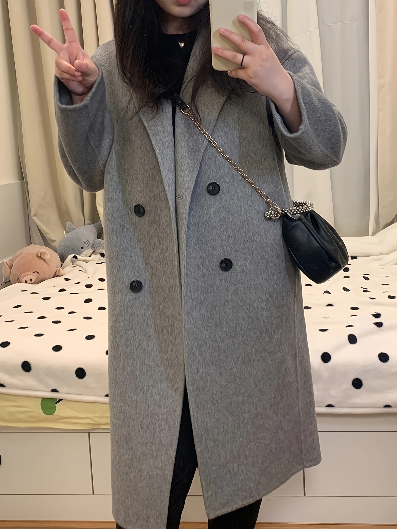 Double Breasted Lapel Overcoat Elegant Long Sleeve Winter - Temu