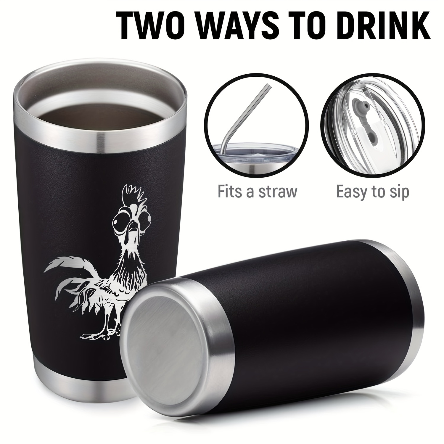 16.9 oz Double Wall Stainless Steel Vacuum Insulated Tumbler Coffee Travel  Mug With Lid, Durable Powder Coated Insulated Coffee Cup for Cold & Hot