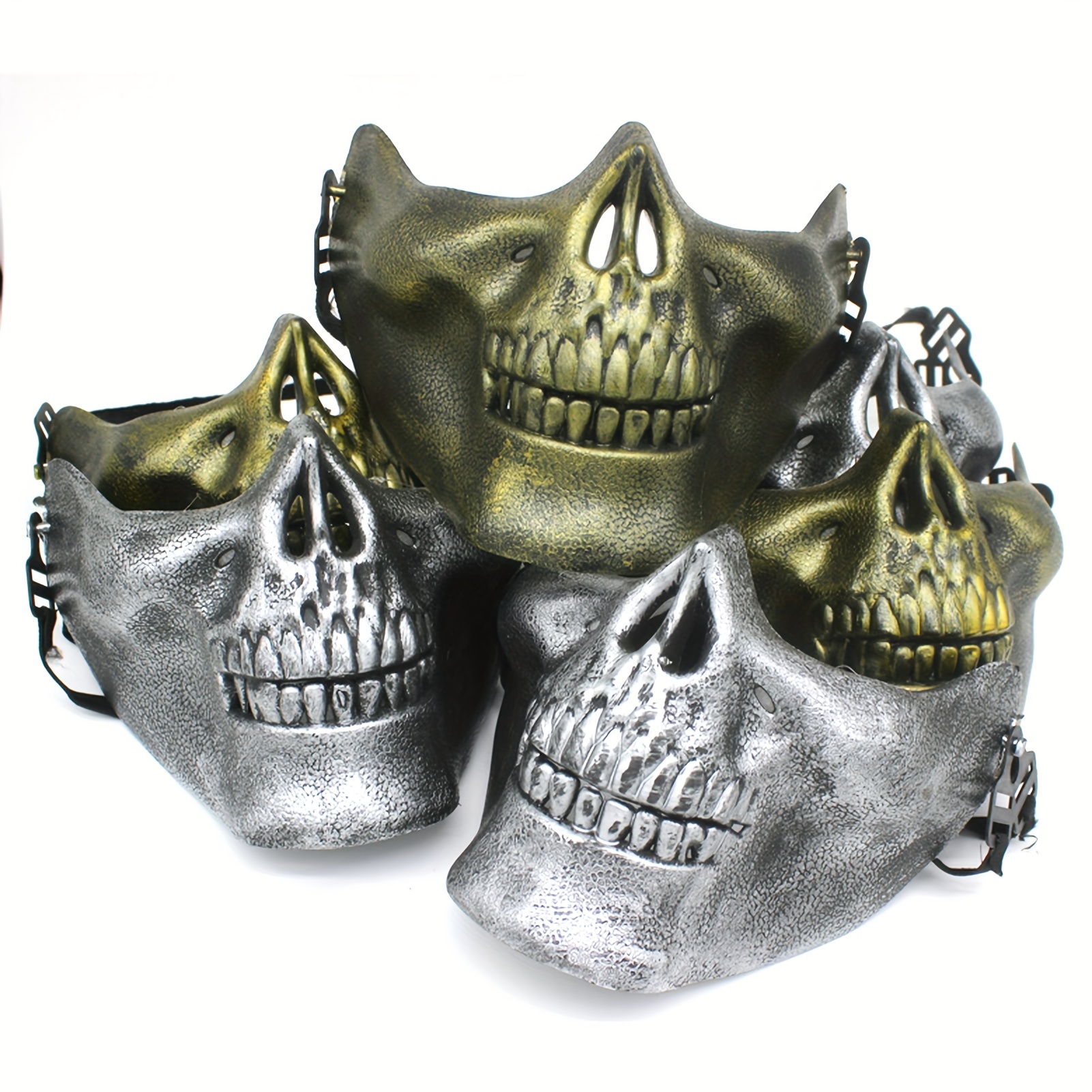 2pcs Punk Style Half Face Skull Mask Halloween Cosplay Costume Props