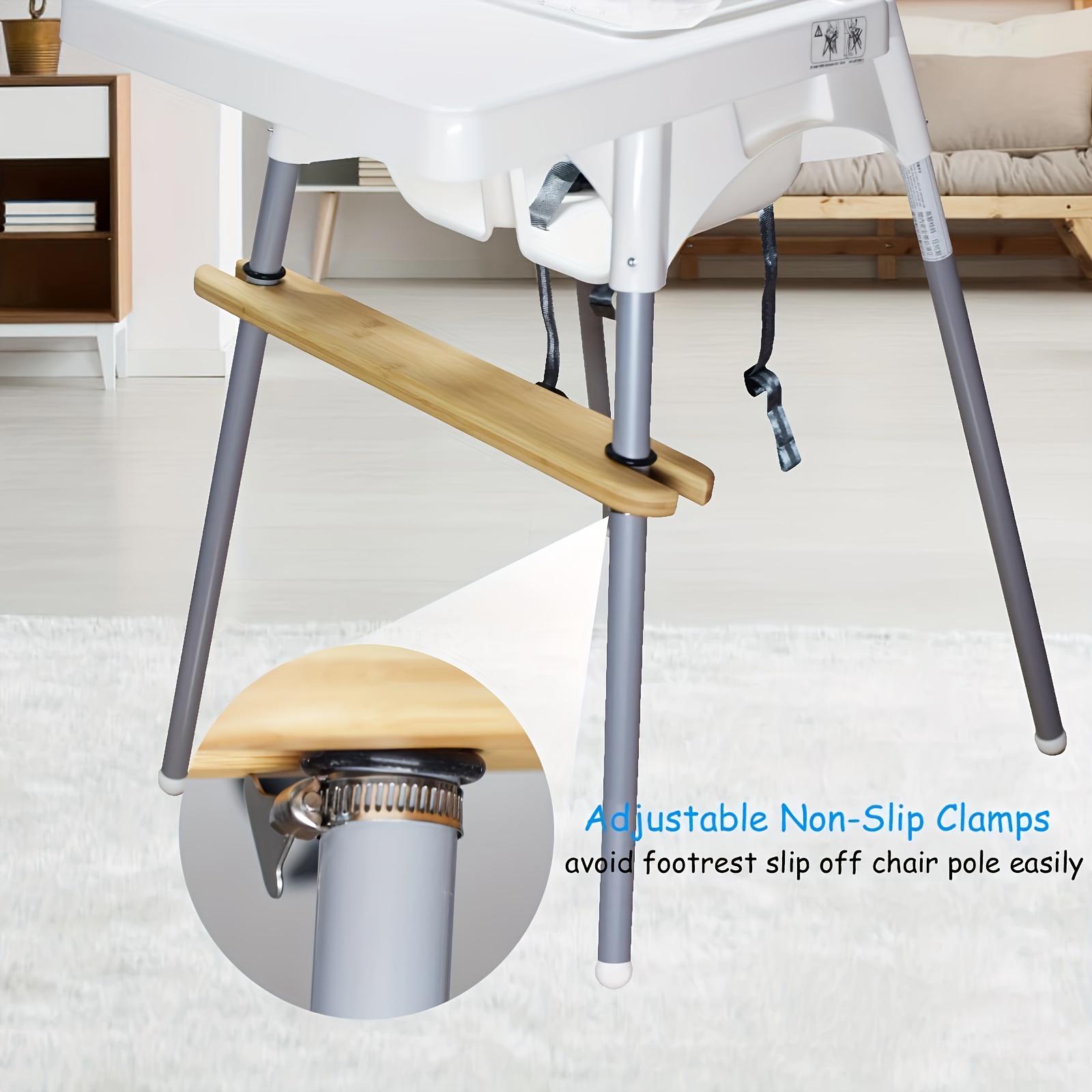 High Chair Footrest Compatible with IKEA Antilop - Bamboo Wooden Footrest  for IKEA Antilop High Chair Accessories (Bamboo)
