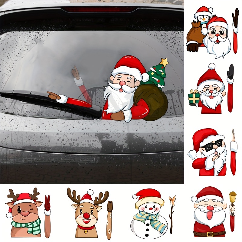 Christmas Auto Decoration Cute Car Wiper Sticker For Car Accessories Xmas  Santa Claus DIY Rear Windshield Window Waving Stickers - AliExpress