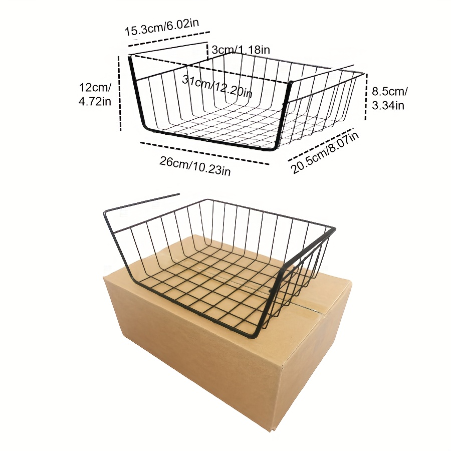 Undershelf Storage Basket Under Shelf Wire Basket Household, 2 PCS