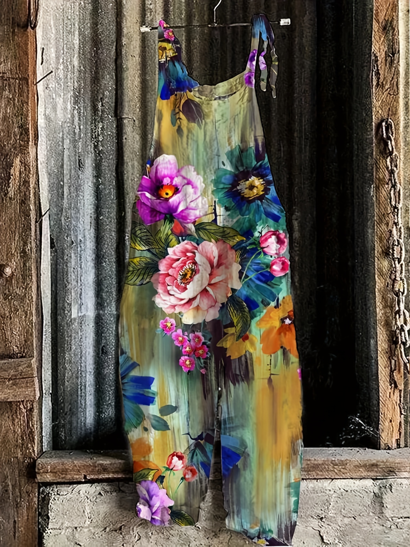 Boden Camille Print Ponte Folk Meadow Floral Short Sleeve Jumpsuit Sz 6P