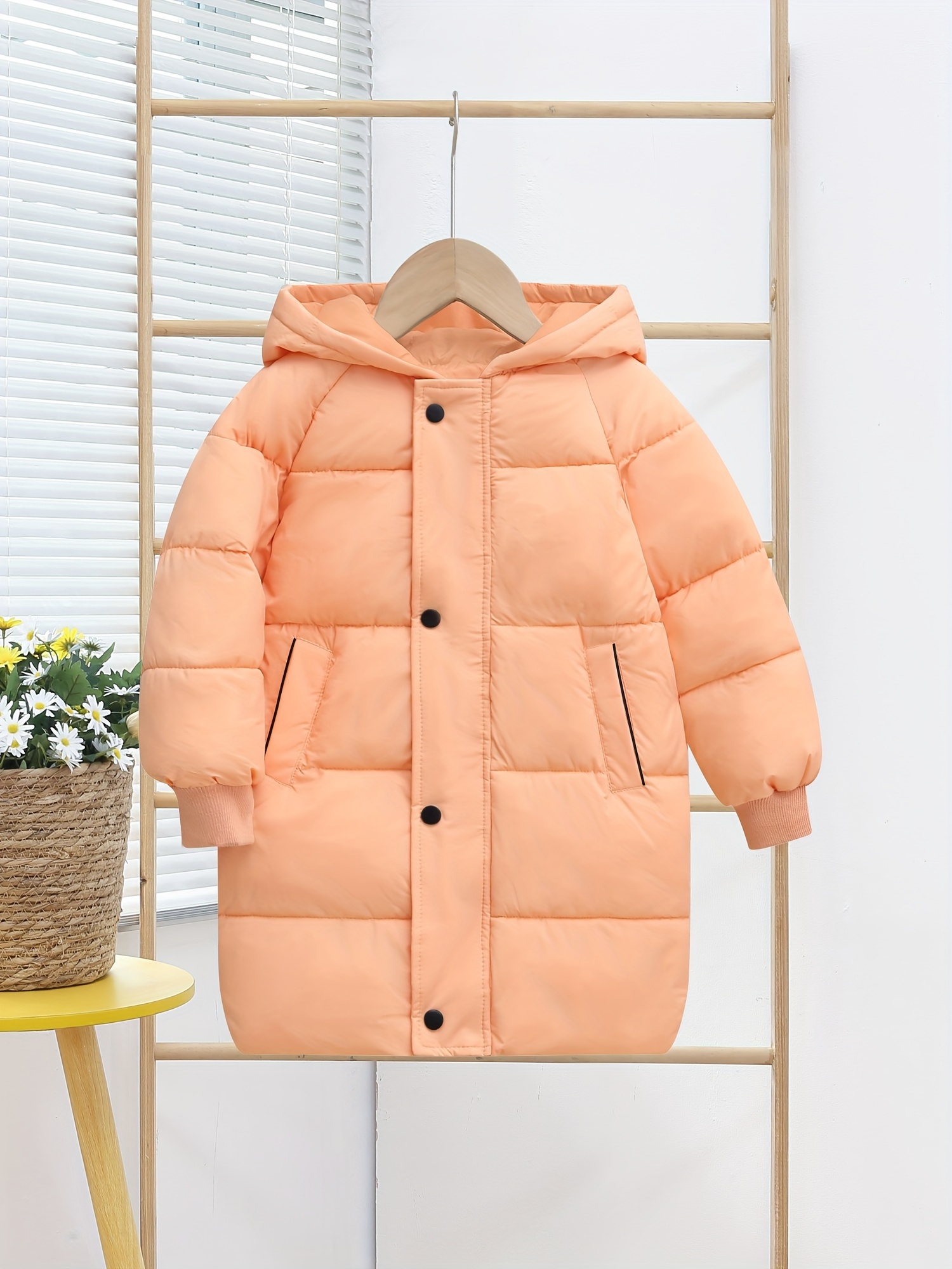 Warm & Cosy Solid Hooded Raglan Long Parka Coat With Pockets