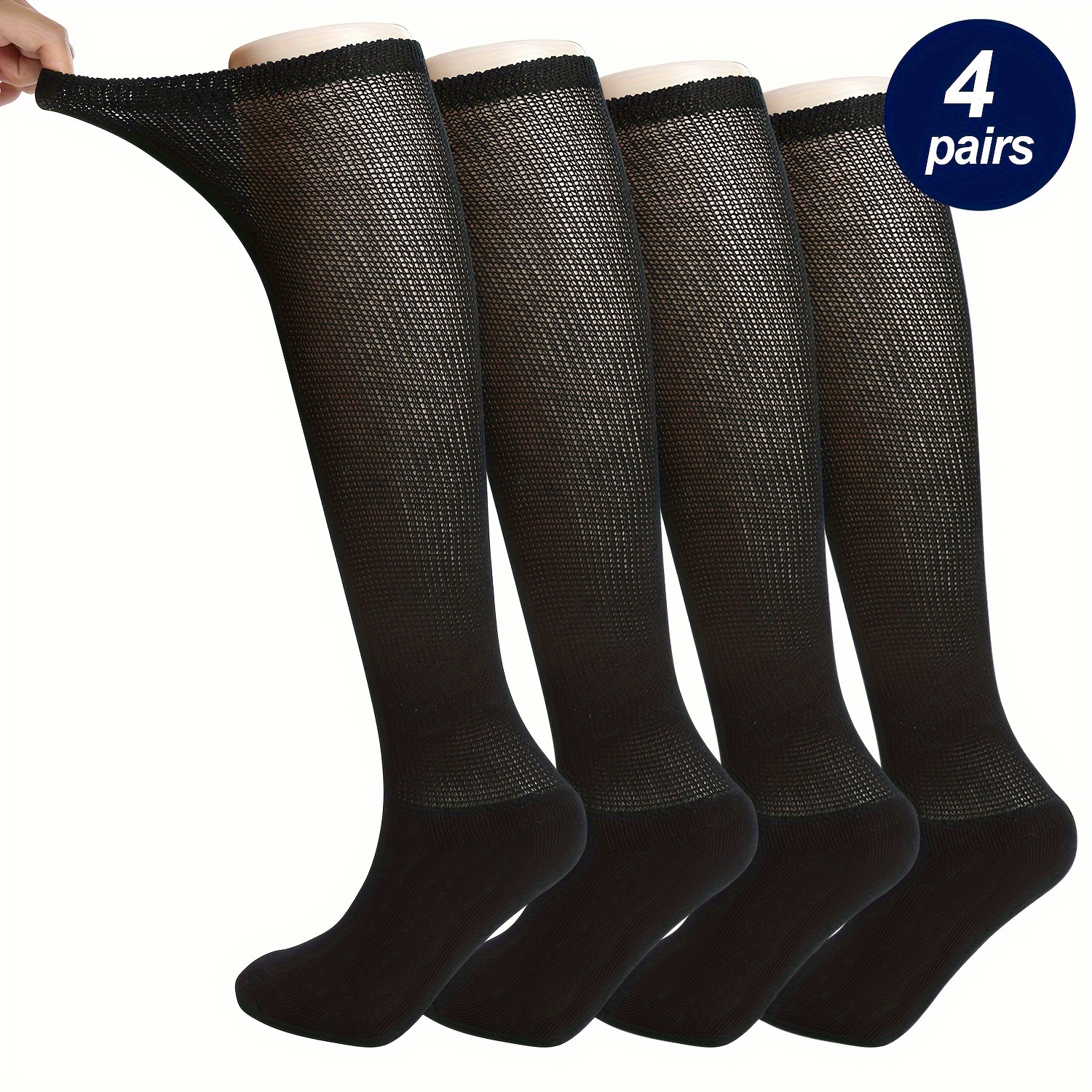  Doctor's Select Calcetines de bambú para diabéticos para mujeres  y hombres, 4 pares de calcetines de neuropatía en el tobillo, calcetines  para diabéticos para mujer, negro (Black - 4 Pairs) 
