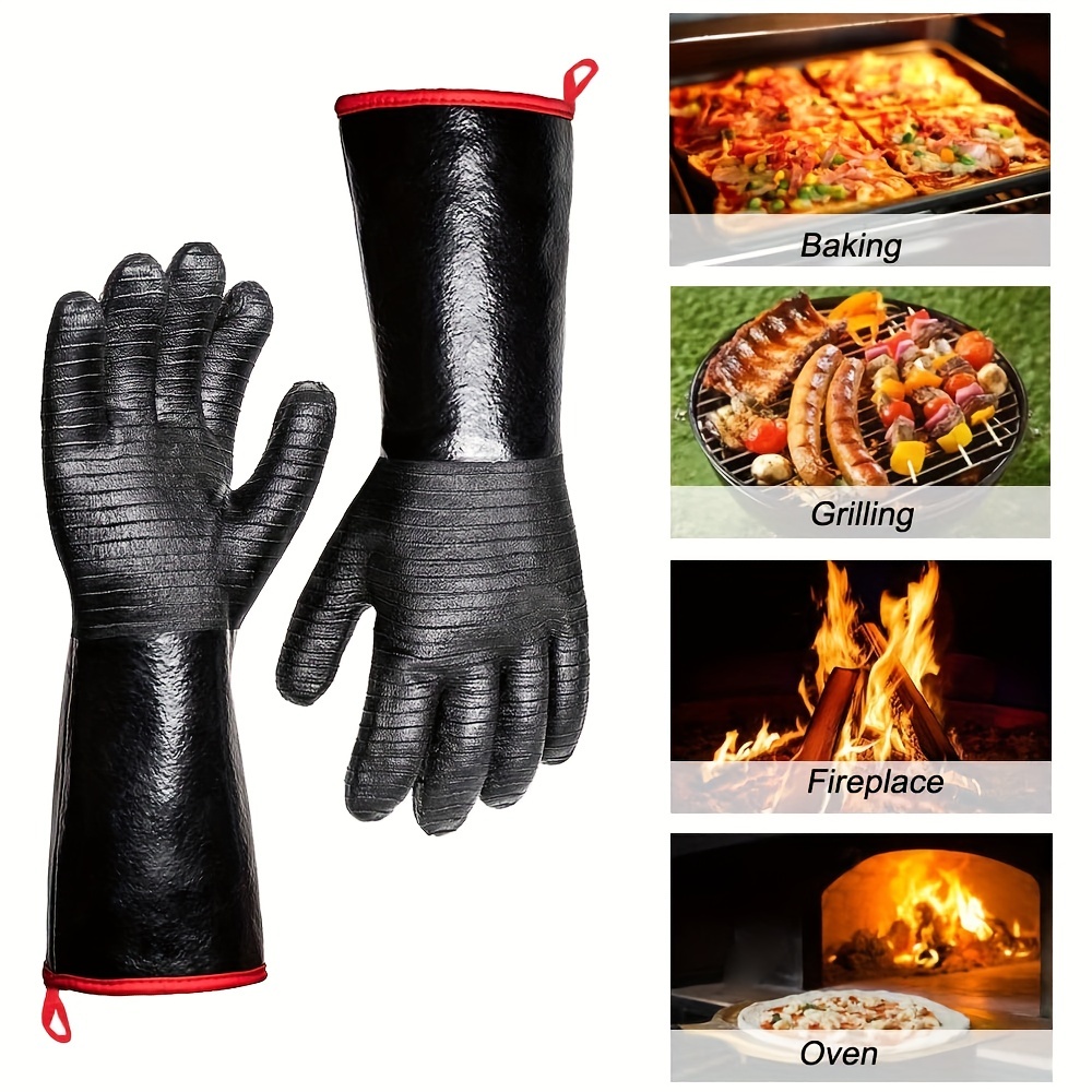 1pc Bbq Grill Gloves Extra Thick Neoprene Gloves Barbecue Oven Gloves 932 F Extreme  Heat Resistant