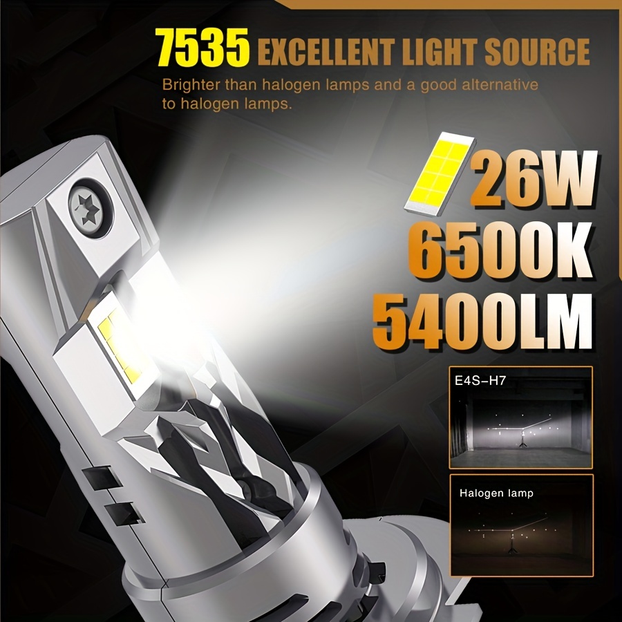 Bombillas H7 de 22000 lúmenes, 700% superbrillantes, 6500 K, color blanco  frío, bombillas LED H7 de tamaño mini todo en uno con ventilador Plug and