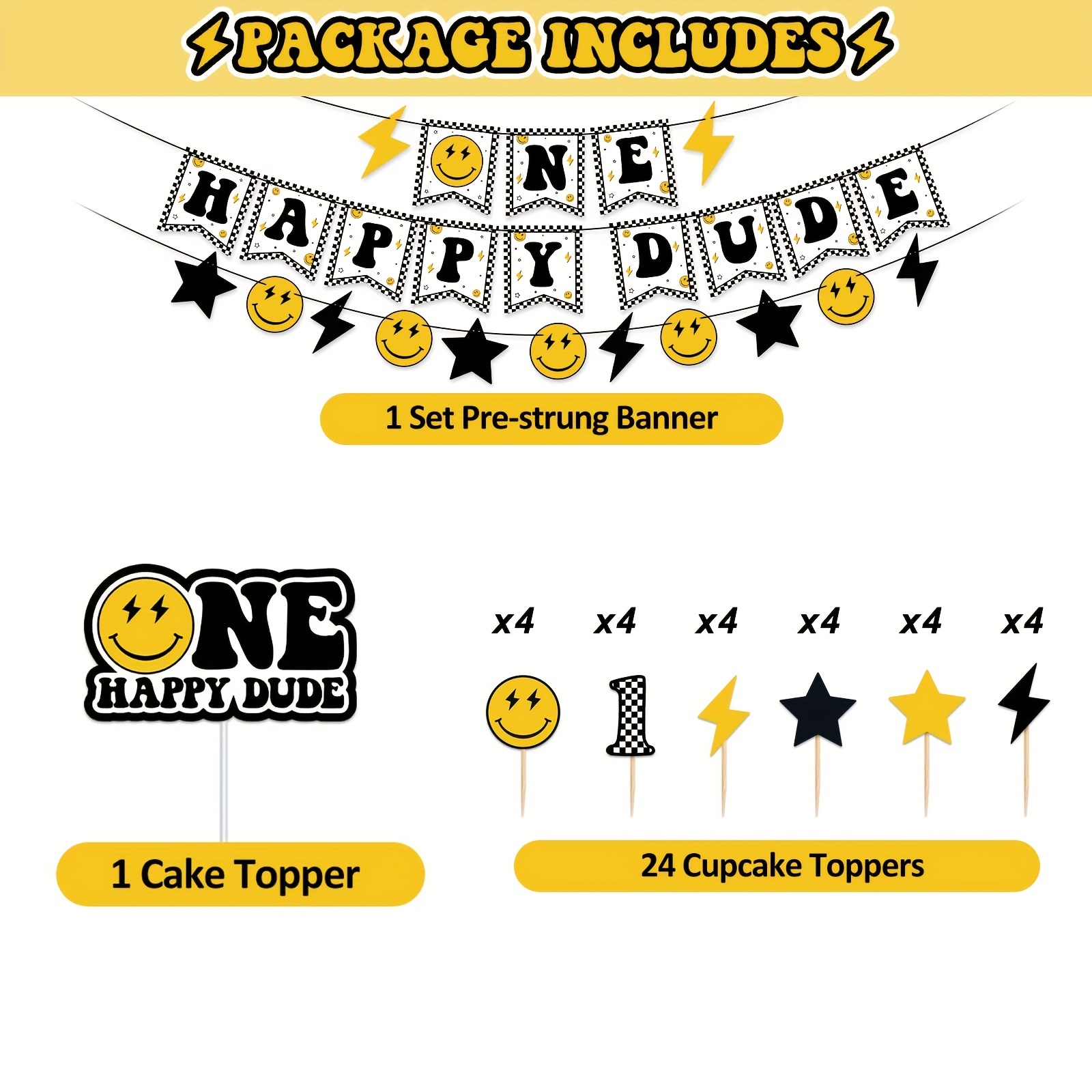 One Happy Dude Cupcake Toppers One Happy Dude Birthday Party 