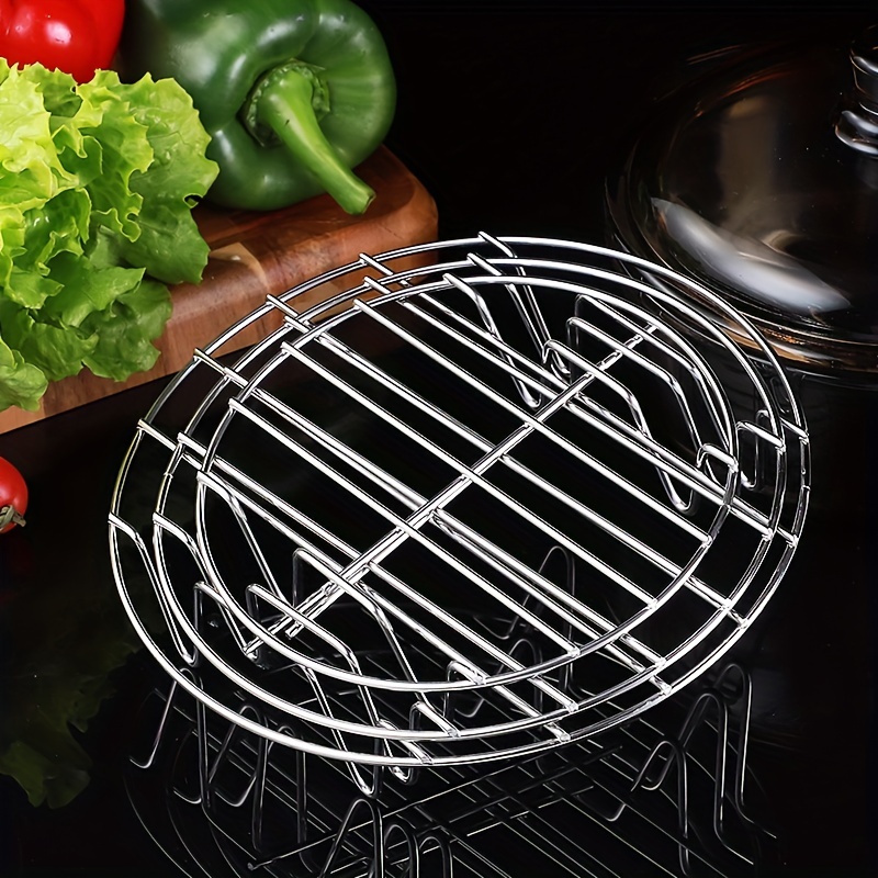 Small Half Round Cooling Racks For Cooking and Baking，304 Stainless Steel  Grill Rack with Hooks ，Food Strainers Anti Scorching Grill Racks for  Cooking, Roasting, Grilling 