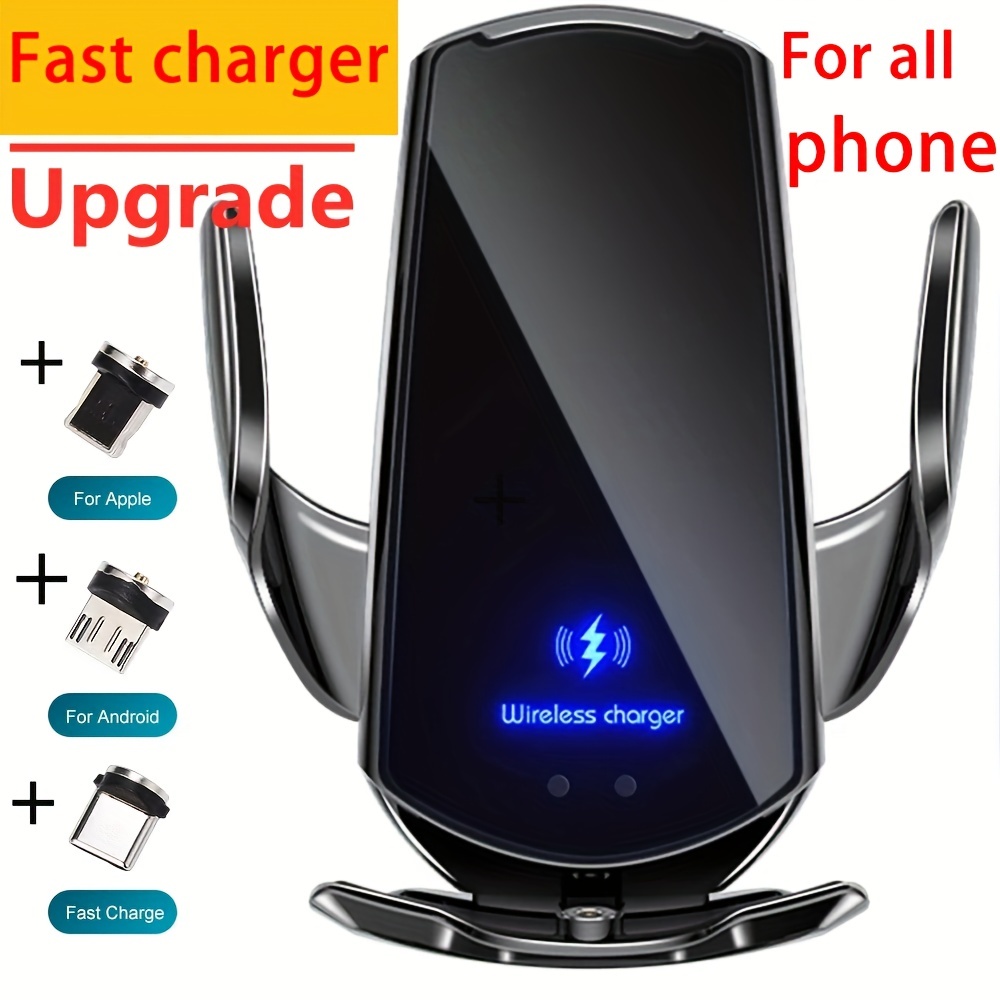 Chargeur sans Fil Voiture, Support de Voiture de Charge sans Fil à  Induction Automatique 15W pour iPhone/Galaxy, avec 3 Adaptateurs  Magnétiques pour