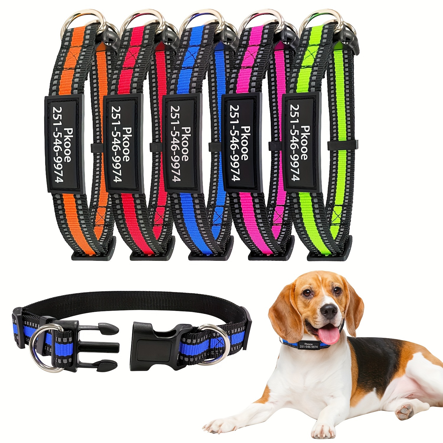 Personalized Reflective Dog Collar Uv Printing Nameplate Temu Denmark