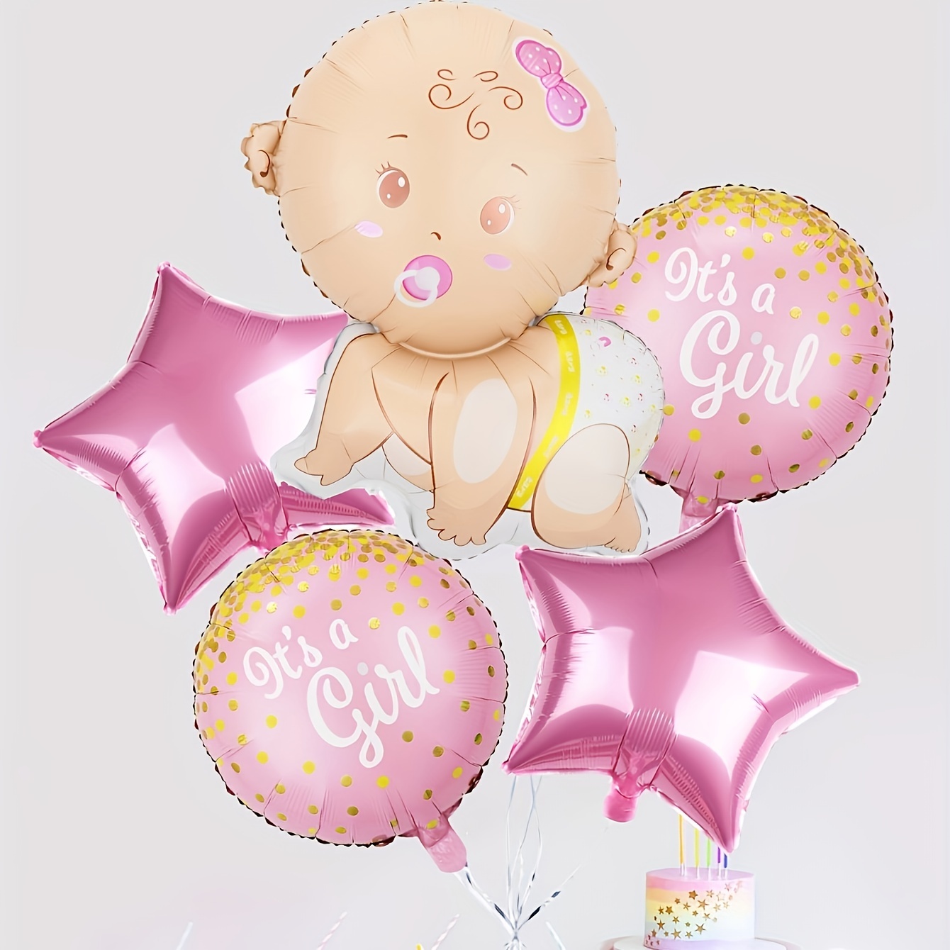 Decoraciones de baby shower para niña, kit de decoración de fiesta de bebé  rosa de 56 piezas con guirnalda de globos, pancarta de fondo y mantel para