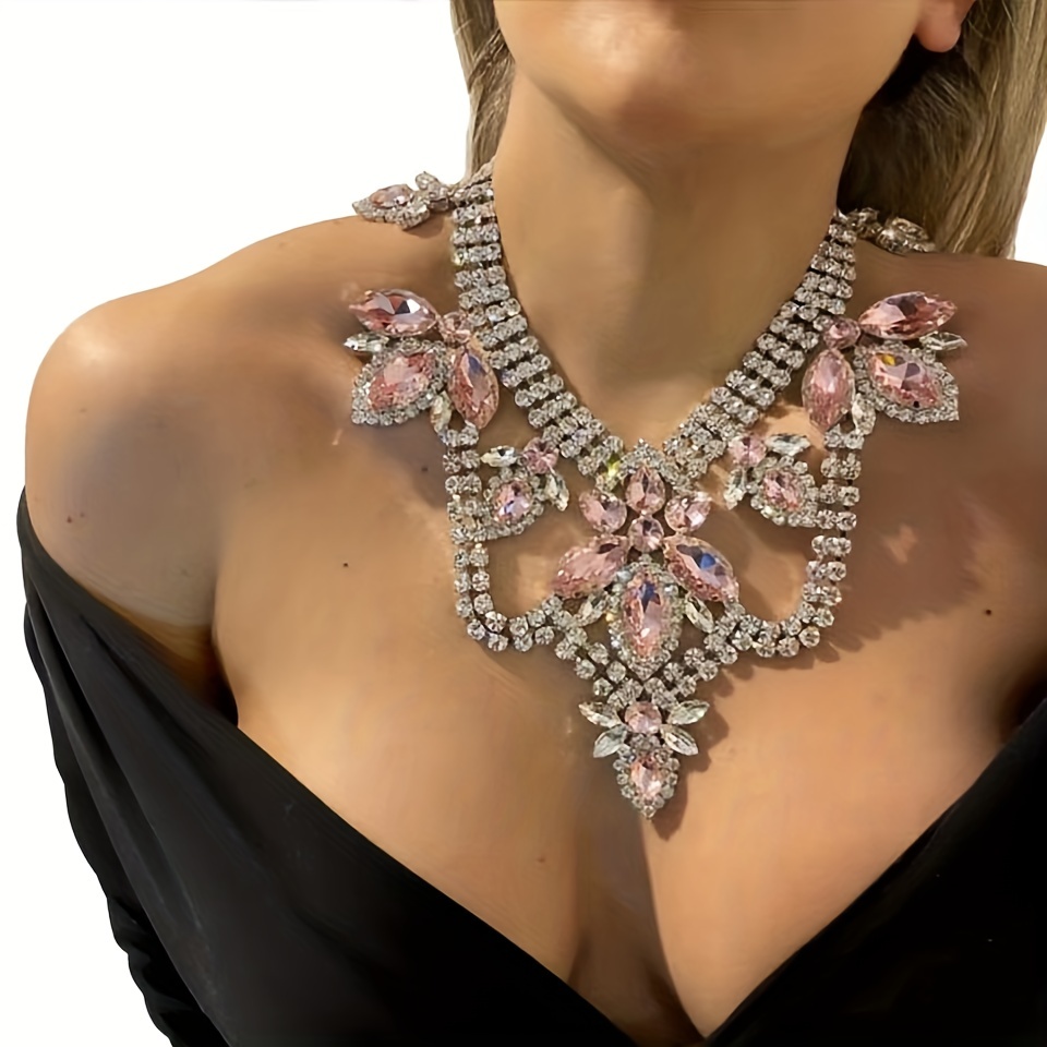 Swarovski Crystal Luxury Flower Diamond/Crystal Necklace, Bridal Necklace  Set, Bridal Jewelry, Statement Necklace