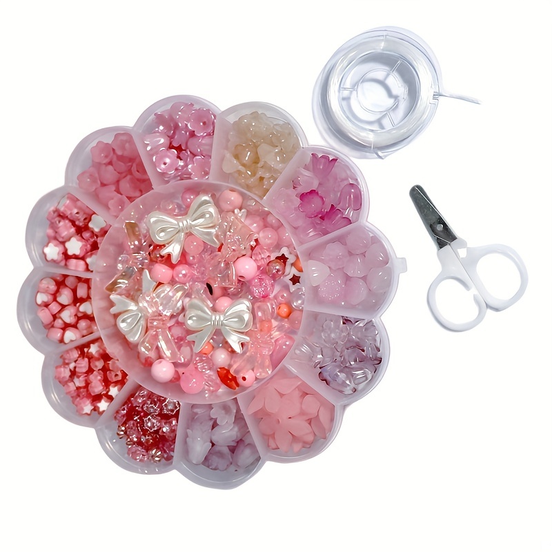 Set of 4 Pink String Beads