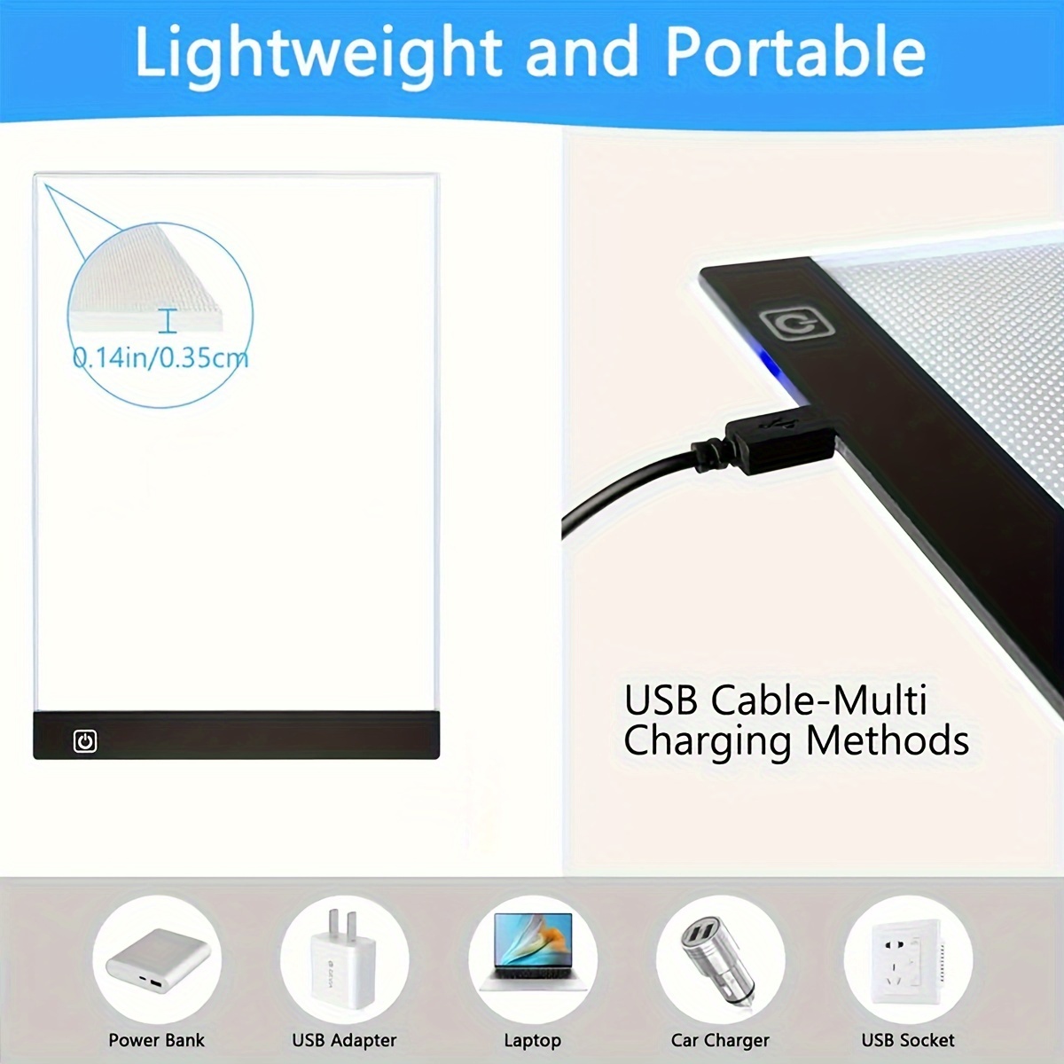 Mesa Luz Led A5: Ajustable En Brillo Recargable Usb Perfecta - Temu