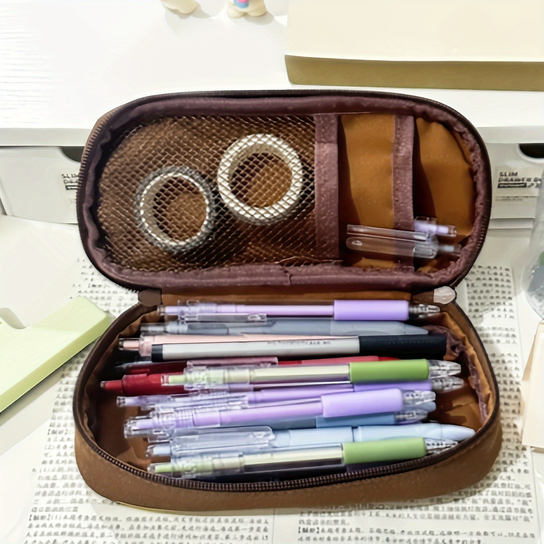 Roll Colored Art Pencil Case Kawaii School Students Supplies - Temu