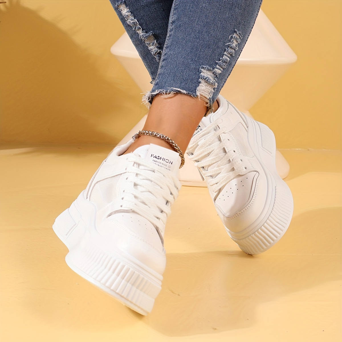 Women's Letter Graphic Lace up Front Wedge Sneakers