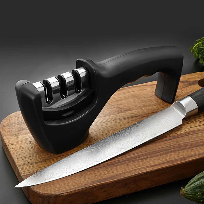 4-in-1 Kitchen Knife Accessories: 3-Stage Knife Sharpener Helps Repair,  Restore, Polish Blades and Cut-Resistant Glove